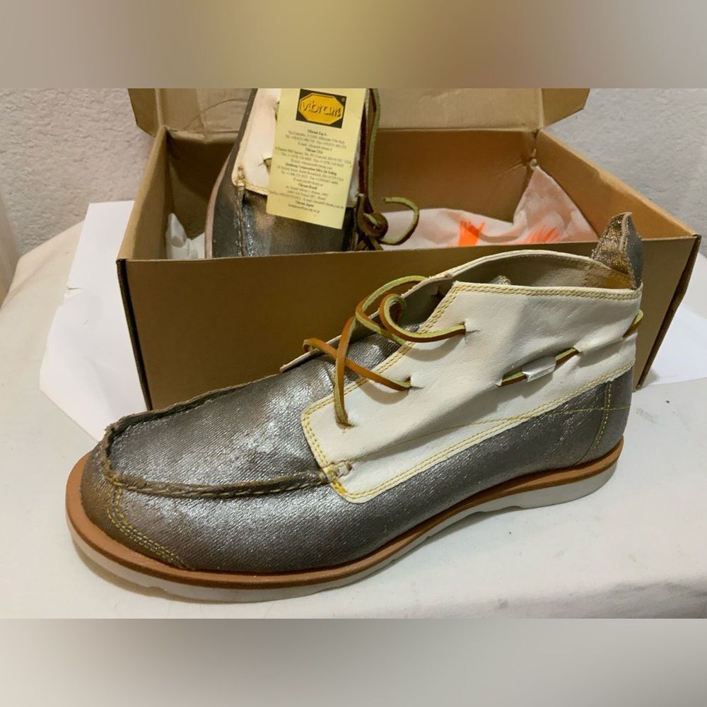 Vintage VAEL Deckard Mid Canvas Shoe Mens Size 9 Silver Vibram Boat Yacht